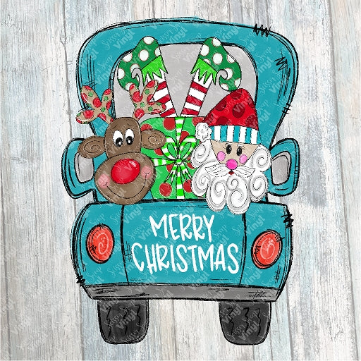 0690 - Blue Merry Christmas Truck