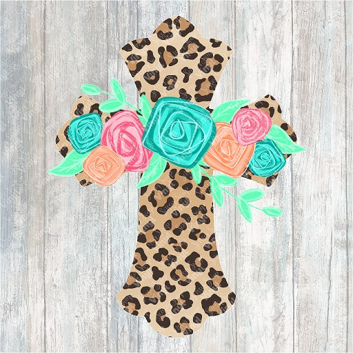 0119 - Leopard and Roses Cross