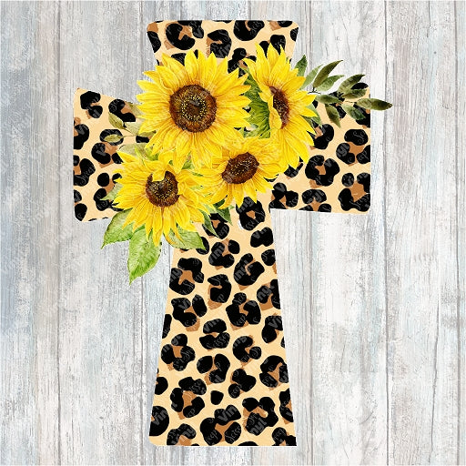 0156 - Leopard and Sunflower Cross