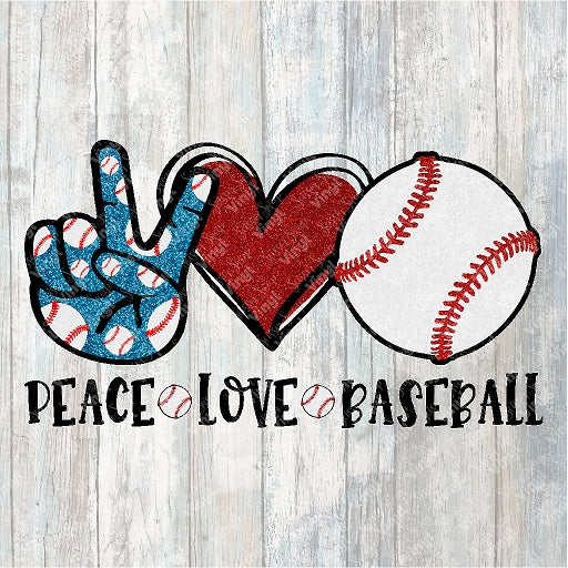 0235 - Glitter Peace, Love, Baseball