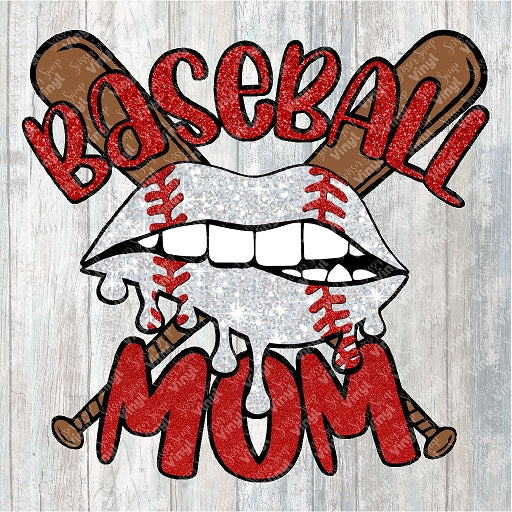 0238 - Glitter Baseball Mom Dripping Lip